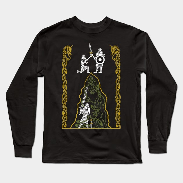 Beowulf Vs Grendel's Mother Long Sleeve T-Shirt by Art of Arklin